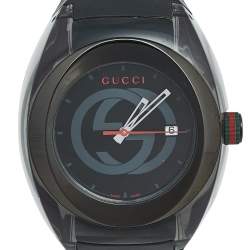 Gucci Black Nylon PVD Coated Stainless Steel Rubber Sync 137.1 Men's Wristwatch 46 mm