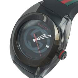 Gucci Black Nylon PVD Coated Stainless Steel Rubber Sync 137.1 Men's Wristwatch 46 mm