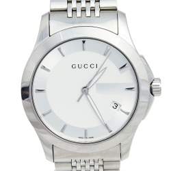 مملوكة مسبقًا ساعة يد رجالية غوتشي جي تايمليس 126.4 ستانلس ستيل فضية 38 مم