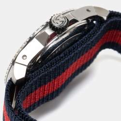 Gucci Black Stainless Steel Nylon Dive YA136210 Men's Wristwatch 45 mm