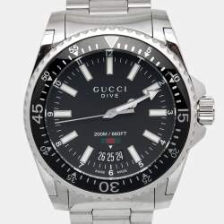 Pre Owned Gucci Black Stainless Steel Dive YA136301 Men's Wristwatch 40 mm