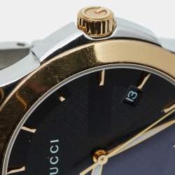 Gucci Black Two Tone Stainless Steel G-Timeless YA126410 Men's Wristwatch 38 mm 