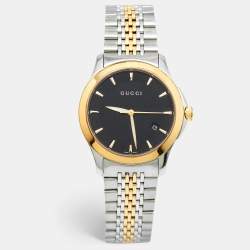 Gucci Black Two Tone Stainless Steel G-Timeless YA126410 Men's Wristwatch 38 mm 