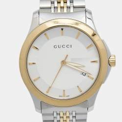 Gucci Silver Two-Tone Stainless Steel G-Timeless YA126409 Unisex Wristwatch 38 mm