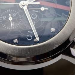 Gucci Black Stainless Steel Steel Leather G-Chrono 101M Men's Wristwatch 44 mm