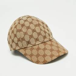 GUCCI: hat in fabric with jacquard GG monogram - Brown