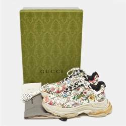 Gucci x Balenciaga Multicolor Floral Print Leather The Hacker Project Triple S Sneakers Size 40