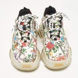 Gucci x Balenciaga Multicolor Floral Print Leather The Hacker Project Triple S Sneakers Size 40