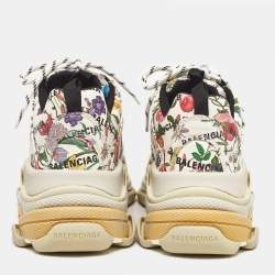Gucci x Balenciaga Multicolor Floral Print Leather The Hacker Project Triple S Sneakers Size 40