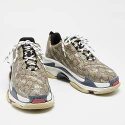 Gucci x Balenciaga Brown Canvas The Hacker Project Triple S Sneakers Size 45