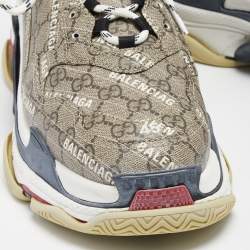 Gucci x Balenciaga Brown Canvas The Hacker Project Triple S Sneakers Size 45