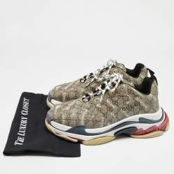 Gucci x Balenciaga Brown Canvas The Hacker Project Triple S Sneakers Size 45
