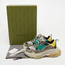 Gucci X Balenciaga Multicolor Canvas and Leather Triple S Sneakers Size 41