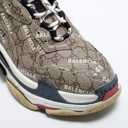 Gucci X Balenciaga Brown Canvas Triple S Sneakers Size 41
