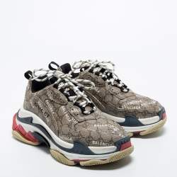 Gucci X Balenciaga Brown Canvas Triple S Sneakers Size 41