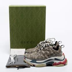 Gucci X Balenciaga Brown Canvas Triple S Sneakers Size 41