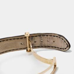 Pre Owned Harry Winston Blue Grey 18K Rose Gold Alligator Leather Premier Excenter 200/MCRA Retrograde Men's Wristwatch 39 mm