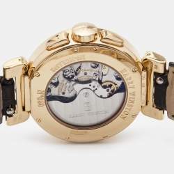 Pre Owned Harry Winston Blue Grey 18K Rose Gold Alligator Leather Premier Excenter 200/MCRA Retrograde Men's Wristwatch 39 mm