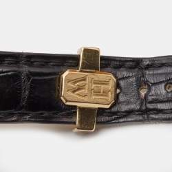 Pre Owned Harry Winston Blue Grey 18K Rose Gold Alligator Leather Premier Excenter 200/MCRA Retrograde Men's Wristwatch 39 mm