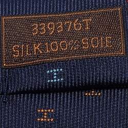 Pre Owned Hermès Navy Blue Silk H Scintillant Tie