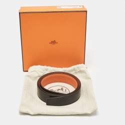 Hermes Noir/Orange Box and Togo Leather Reversible Belt Strap 95 CM