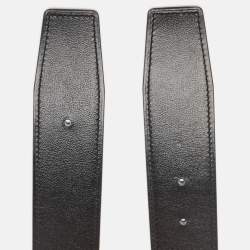 Hermes Noir/Etain Chamonix and Togo Leather Reversible Belt Strap 110 CM