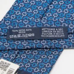 Pre Owned Hermès Tie Bleu Cravate Silk Lourde T Demi Moore Tie 