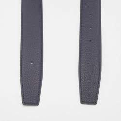 Hermes Bleu Nuit/Noir Togo and Box Leather Reversible Belt Strap 90 CM