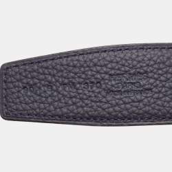 Hermes Bleu Nuit/Noir Togo and Box Leather Reversible Belt Strap 90 CM