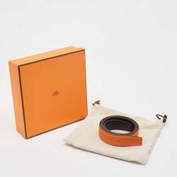Pre Owned Hermès Orange/Noir Togo and Box Leather Belt Strap 90 CM