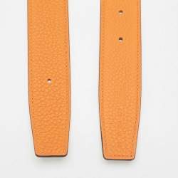 Pre Owned Hermès Orange/Noir Togo and Box Leather Belt Strap 90 CM