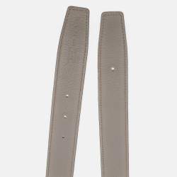 Hermes Gris Meyer/Noir Togo and Box Leather Reversible Belt Strap 90 CM