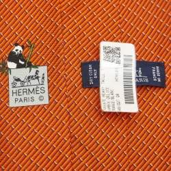 Hermès Orange Bambou Delice Silk Tie