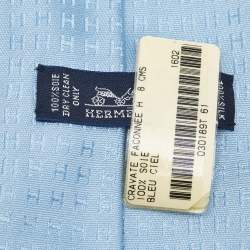 Pre Owned Hermès Blue Faconnee H Silk Jacquard Tie