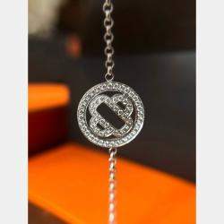 Pre Owned Hermes Platinum Diamonds Chain Bracelet