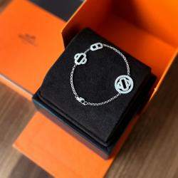 Pre Owned Hermes Platinum Diamonds Chain Bracelet