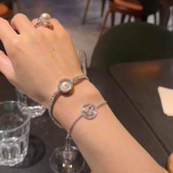 Pre Owned Hermes Platinum Diamonds Chain Bracelet