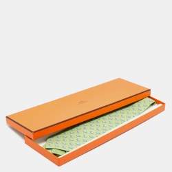 Pre Owned Hermès Green Cats and Mice Print Silk Tie