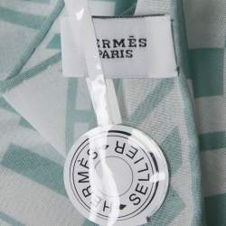 Pre Owned Hermès Vert D'eau Cotton Op'H Handkerchief