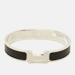 مملوكة مسبقًا سوار هيرمس كليك إتش إتش ميناء أسود غير لامع معدني مطلي بالبلاديوم