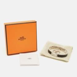 Pre Owned Hermes Clic HH Noir Mat Enamel Palladium Plated Bracelet