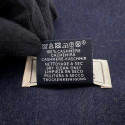 Pre Owned وشاح هي Hermes صوف كشمير مستطيل قابل للعكس لون جمل / بحري صوف كشمير 100%