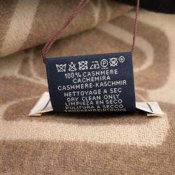 Pre Owned Hermes Cashmere Scarf "Clic-Se-Nue" Marron Grasset/Craie Cashmere100%