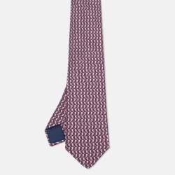 Pre Owned Hermes Blue/Red Chouette Alors Silk Classic Tie