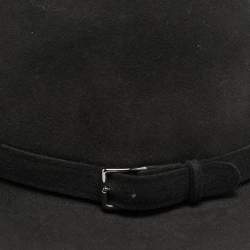 Pre Owned Hermès Carbon Black Felt Funky Fedora Hat Size 61 
