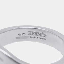Pre Owned Hermes Point Sellier Silver 925Ring Size GM EU 61 
