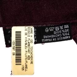 Hermes Burgundy Flamboyant Web Cashmere Blend Square Scarf