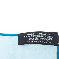 Pre Owned Hermès Ocean Blue 3D Optic Cotton and Silk Scarf