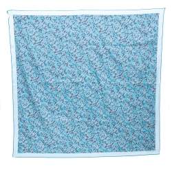 Pre Owned Hermès Ocean Blue 3D Optic Cotton and Silk Scarf