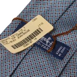 Pre Owned Hermès Blue Canna'H Silk Narrow Tie